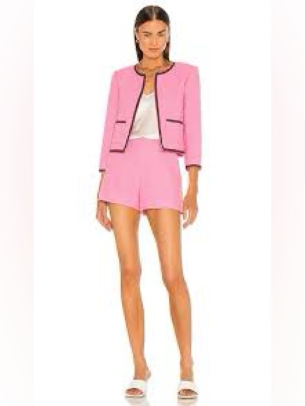 L’AGENCE Alexandria Rose Pink Tweed Blazer Jacket 4 & Shorts 6 Set MSRP $1300